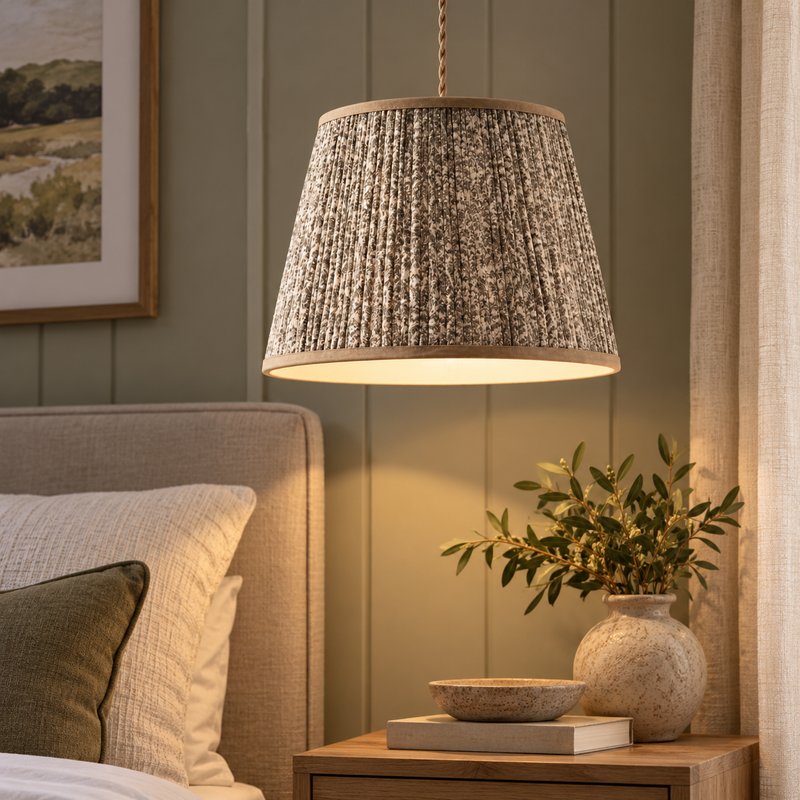 Paisley Pleated Lamp Shade - Cream