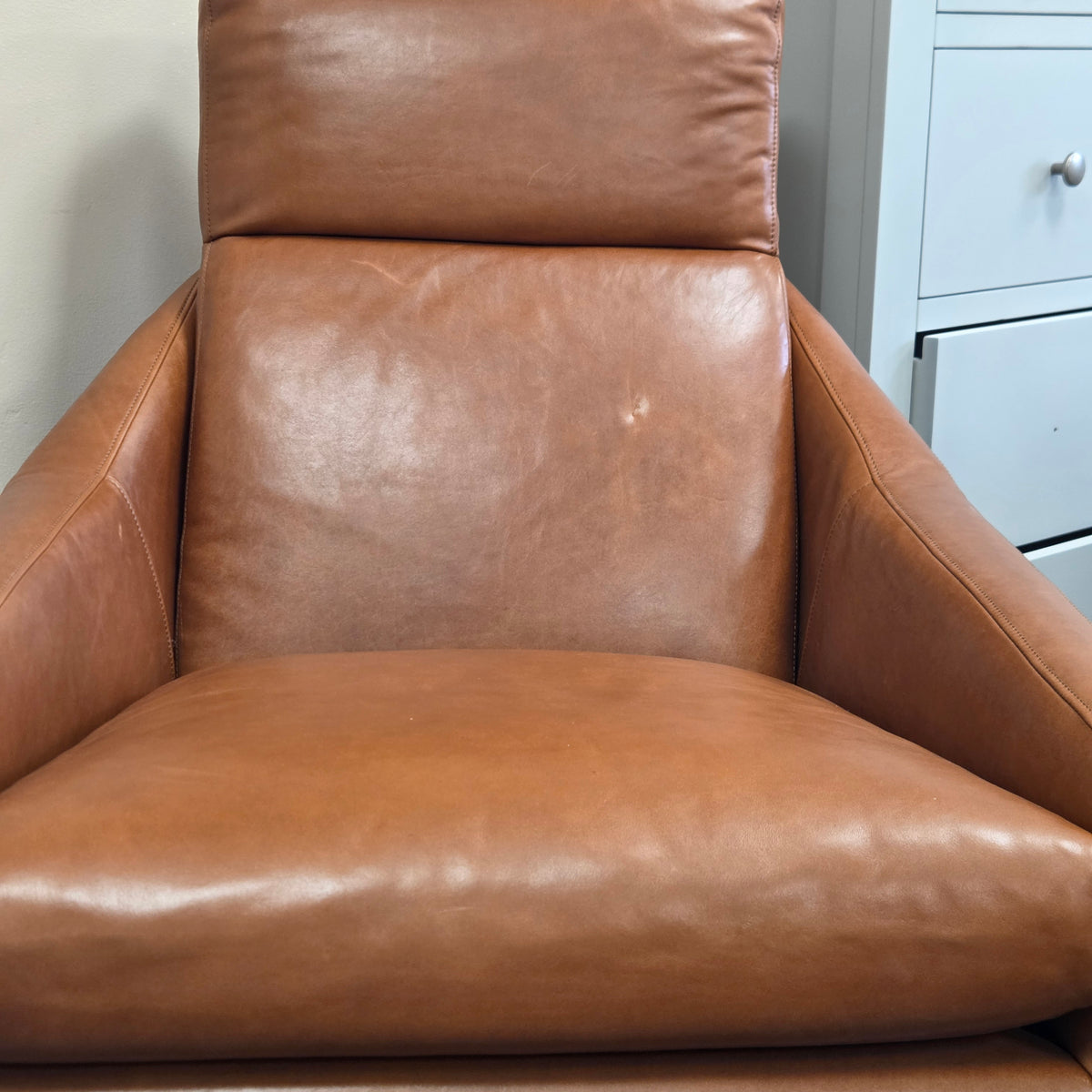 Austin Leather Swivel Armchair and Footstool Ottoman