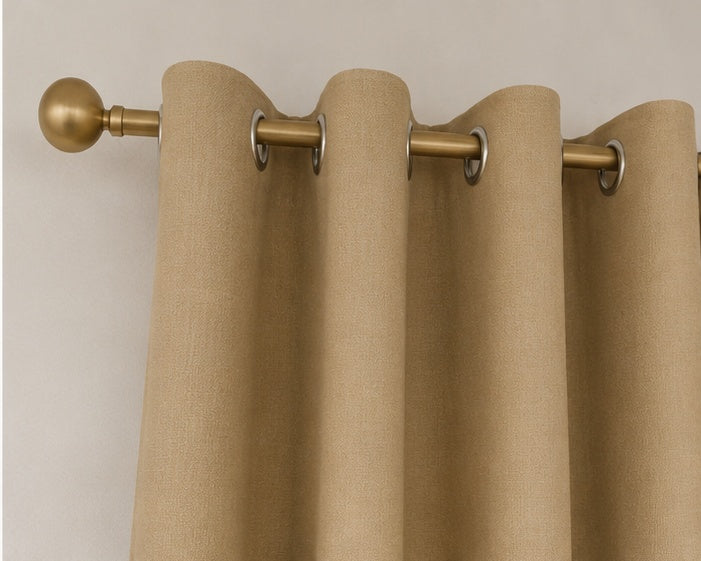 Brushed Eyelet Blackout Thermal Curtains - Bronze - 117cm x 137cm