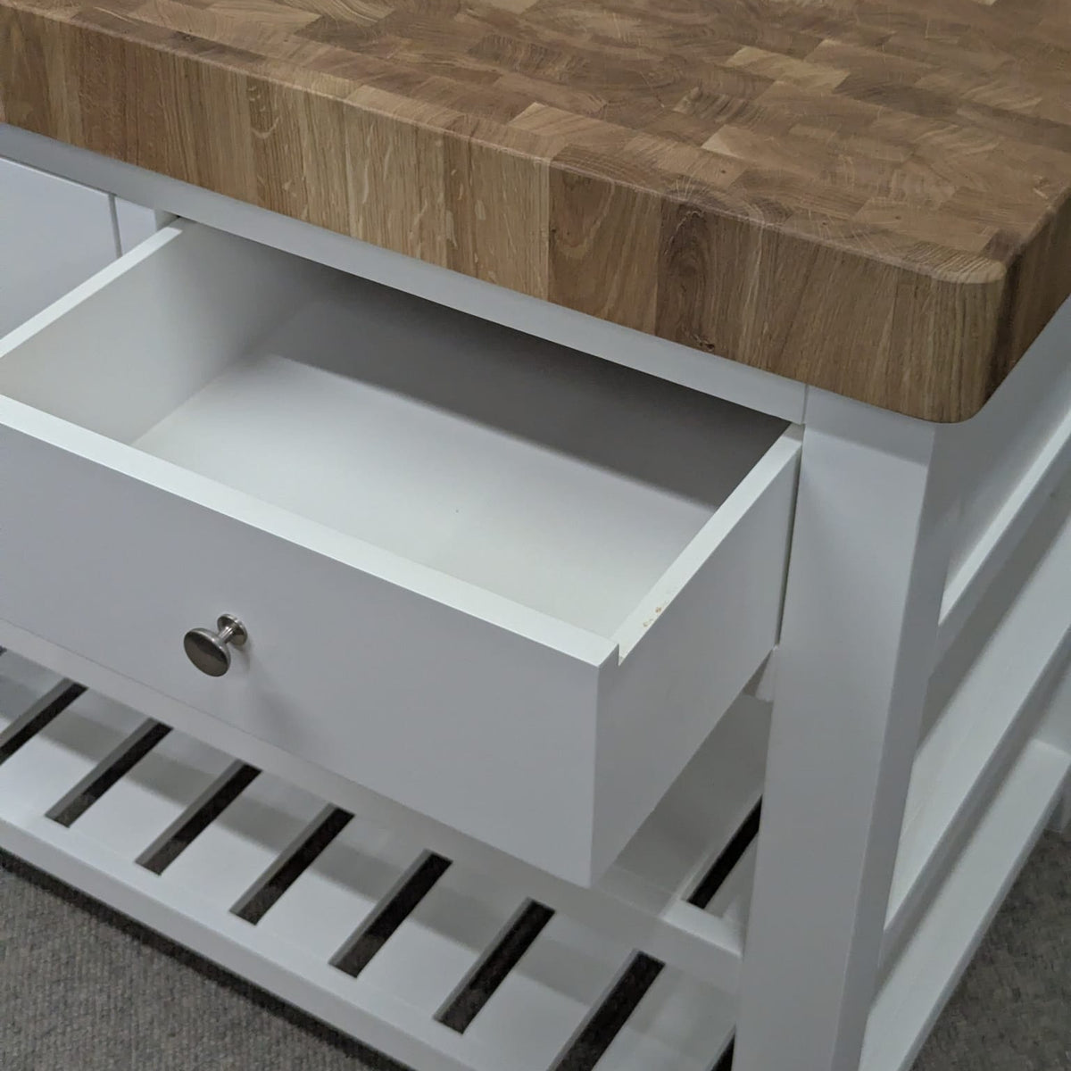 Chester Pure White Butcher Block Kitchen Island