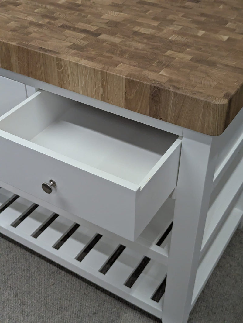 Chester Pure White Butcher Block Kitchen Island