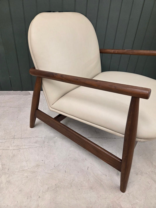 Halford Walnut Leather Lounge Chair