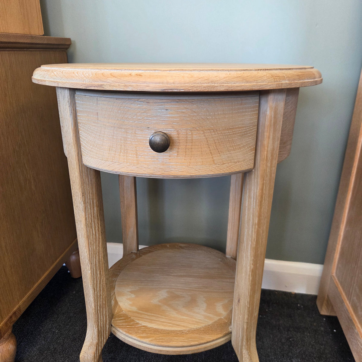 Camille Limewash Oak 1 Drawer Bedside Table