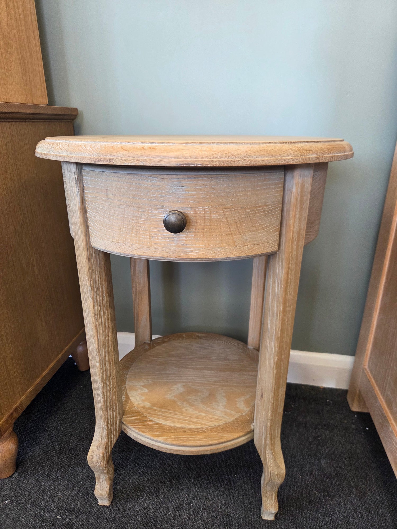 Camille Limewash Oak 1 Drawer Bedside Table