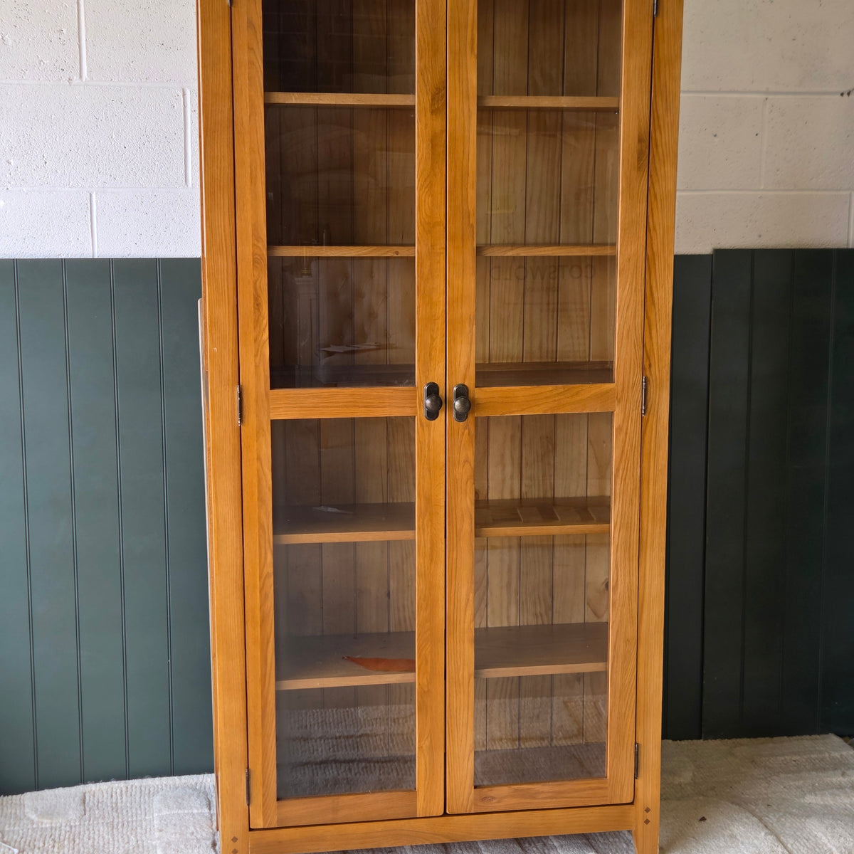 Oakland Rustic Oak Glass Display Cabinet