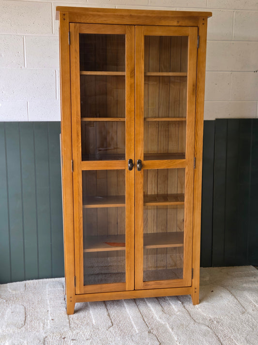 Oakland Rustic Oak Glass Display Cabinet