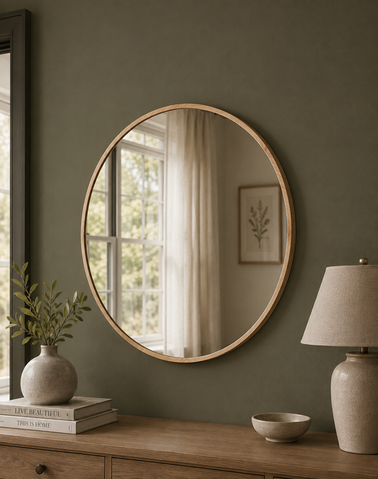Milan Pine Circle Mirror - Natural 60 x 60