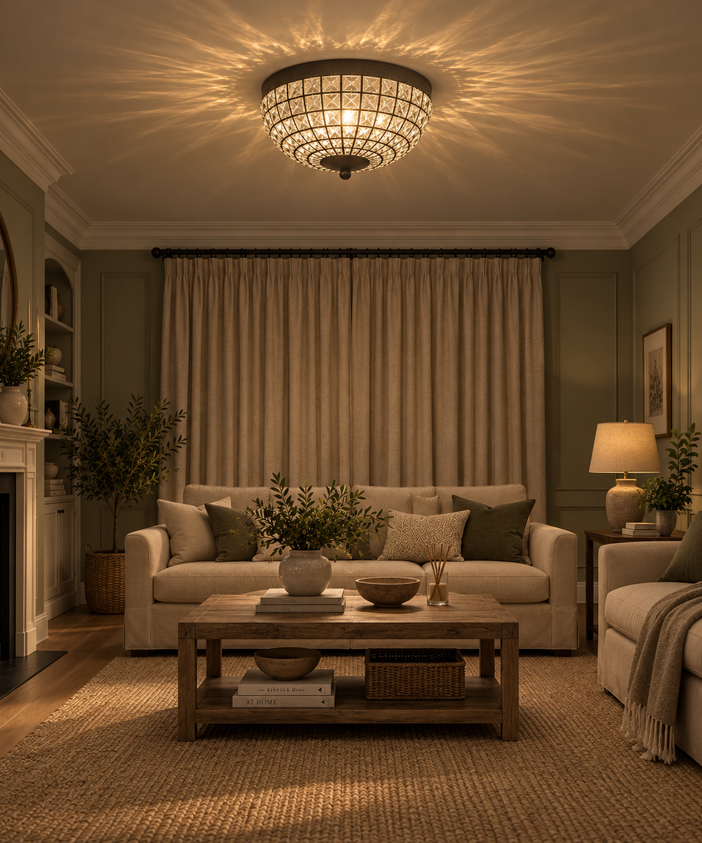 Gem Ball Flush Ceiling Light - Antique Brass