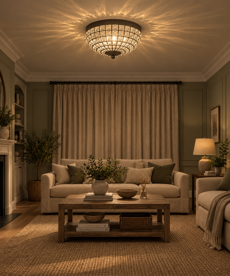 Gem Ball Flush Ceiling Light - Antique Brass