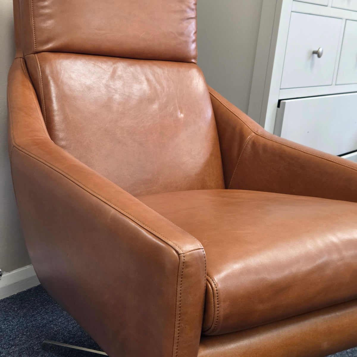 Austin Leather Swivel Armchair and Footstool Ottoman