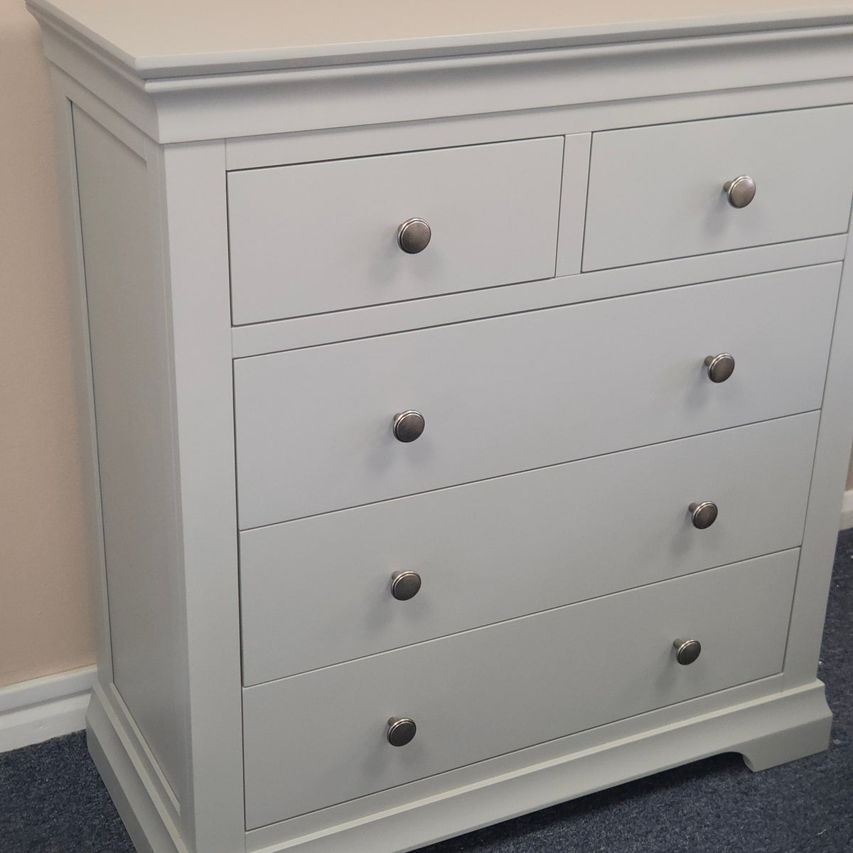 Chantilly Pebble Grey 5 Drawer Chest