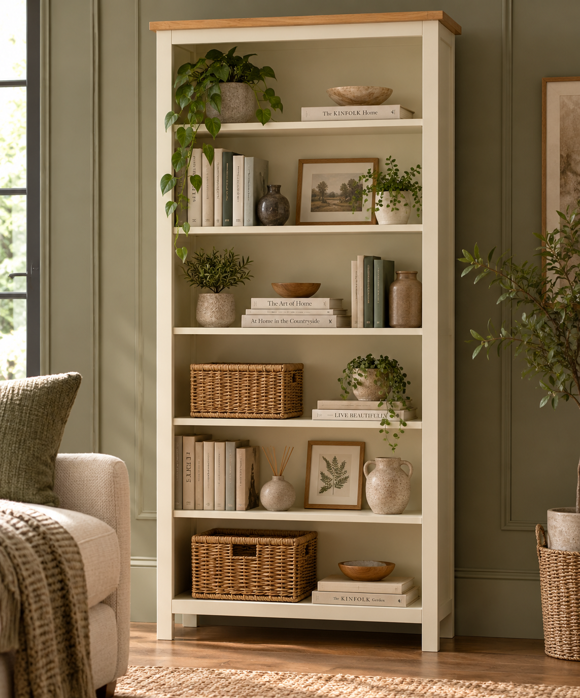 Simply Cotswold Classic Cream Large Bookcase