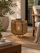 M&S Small Warm White LED Woven Solar Lantern - Natural
