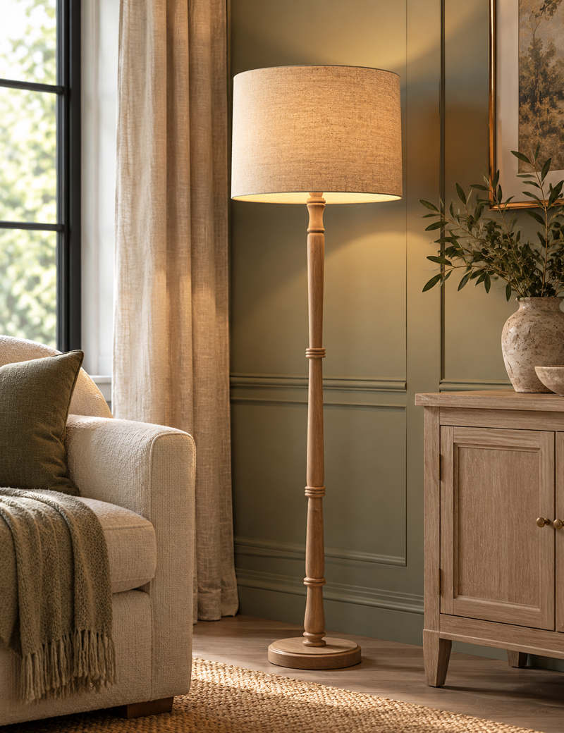 Turned Wood Floor Lamp - Shade not included