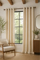 Brushed Eyelet Blackout Thermal Curtains - Cream - 117cm x 137cm
