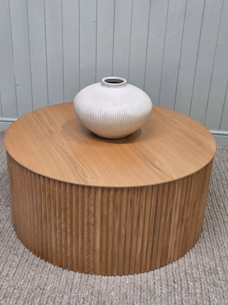 Fluted Wood Round Coffee Table