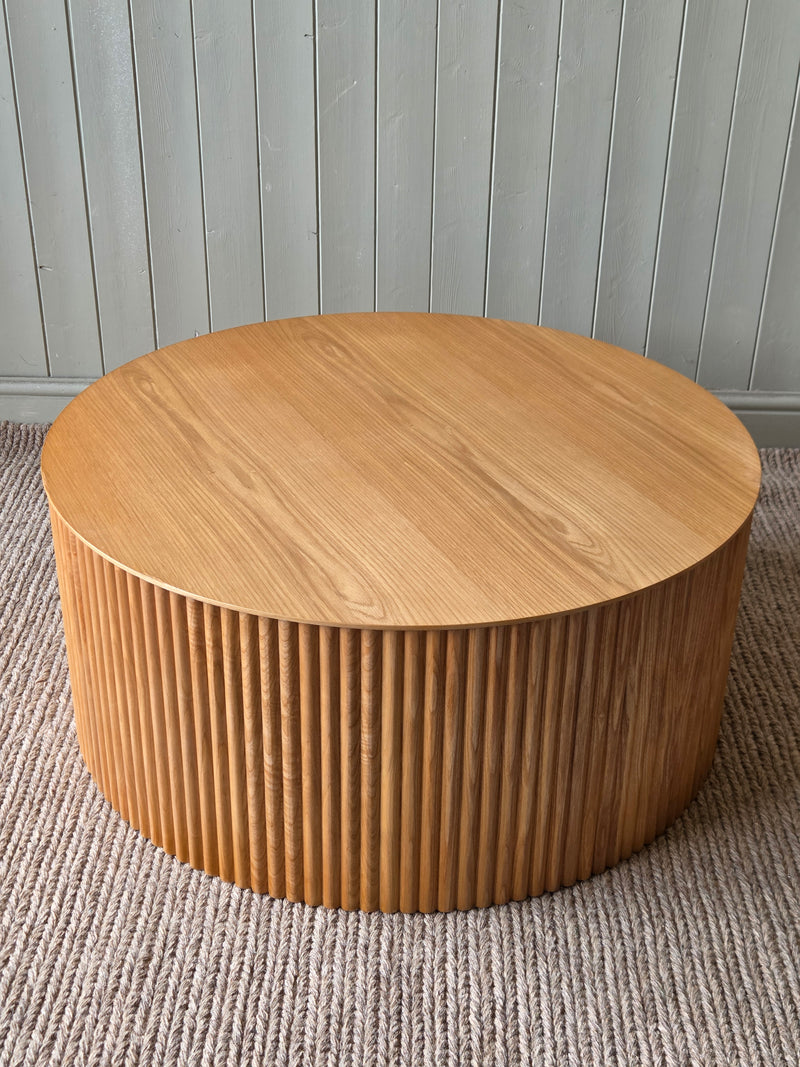 Fluted Wood Round Coffee Table