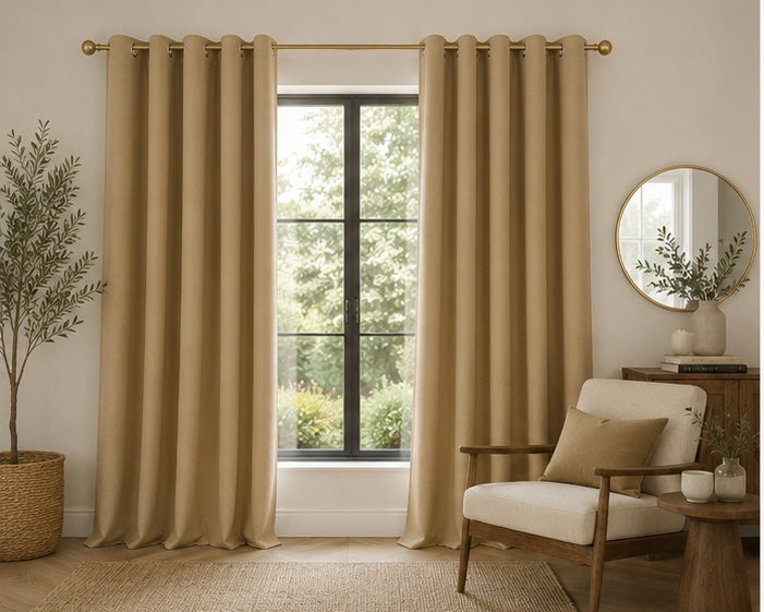 Brushed Eyelet Blackout Thermal Curtains - Bronze - 117cm x 137cm