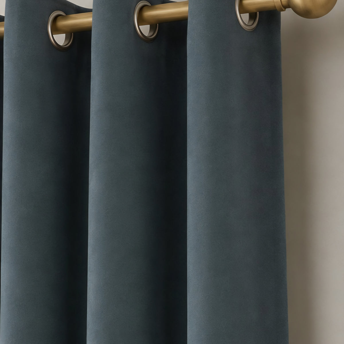 Velvet Eyelet Curtains - Slate Blue - 117cm x 137cm