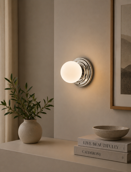 Rechargeable Ribbed Wall Light - Chrome