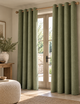 Basketweave Eyelet Curtains - Green - W168 x L229 cm