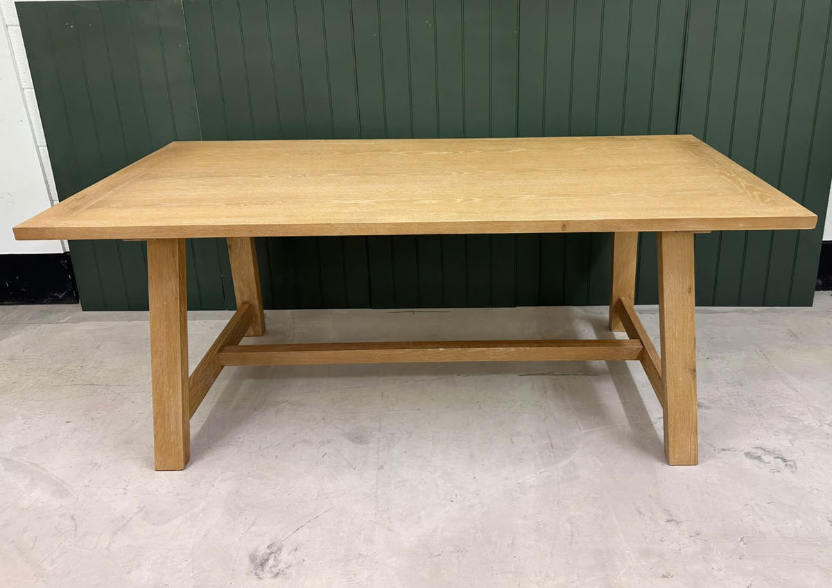 Inglesham Whitewash Oak 6 Seater Trestle Dining Table