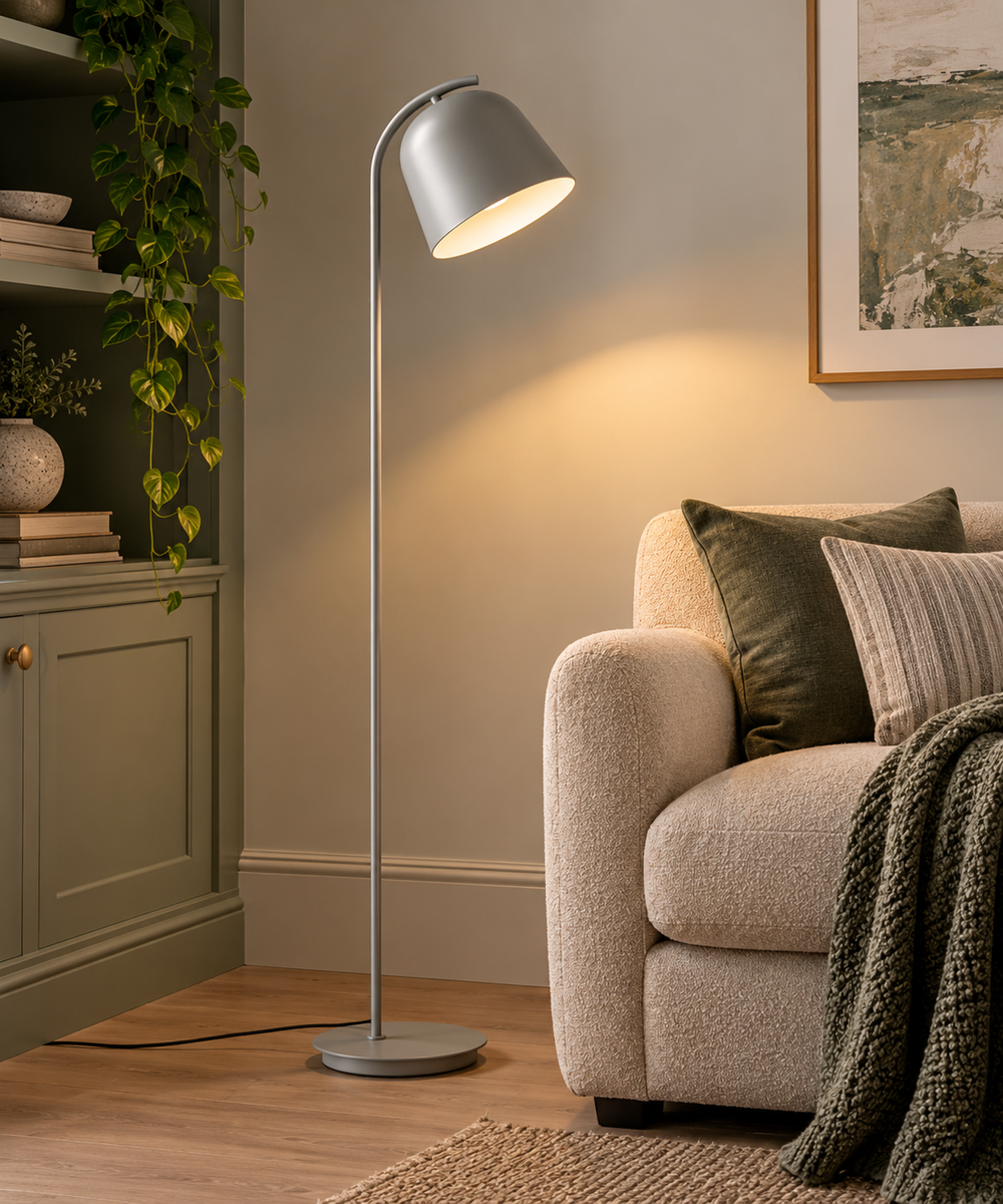 Finn Scandi Metal Floor Lamp - Grey