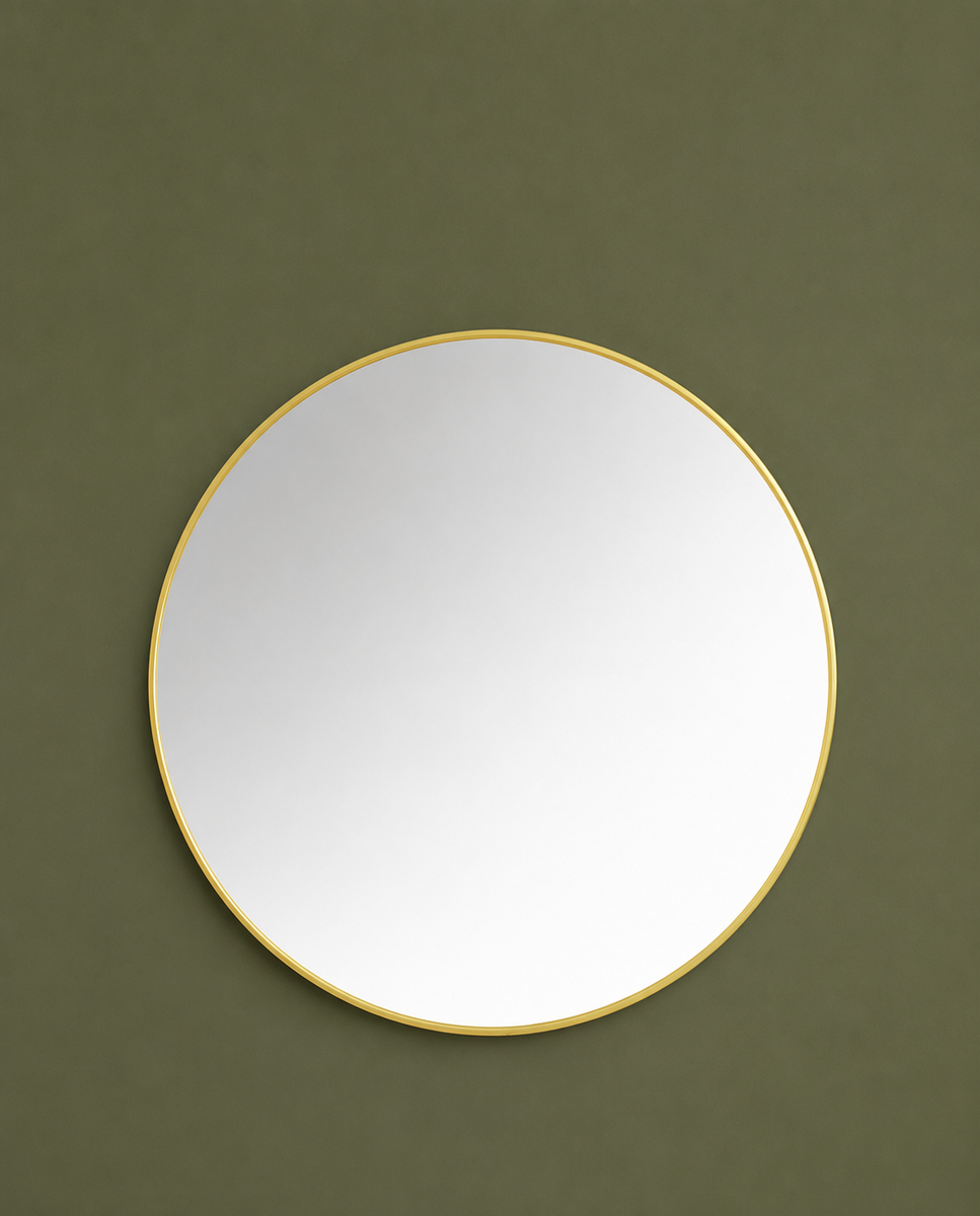 Metal Circle Wall Mirror - Antique Brass