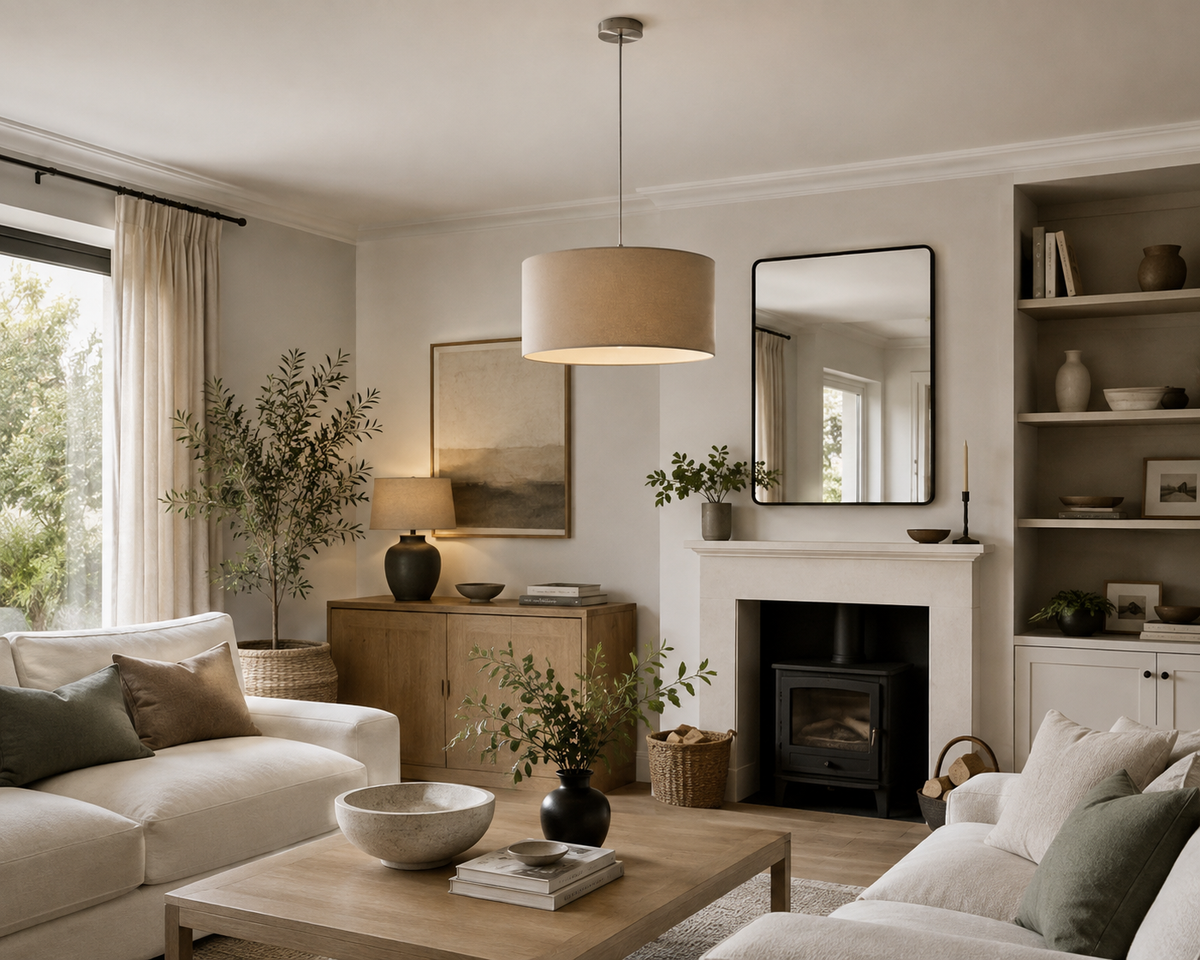 Velvet Oversized Ceiling Lamp Shade- Latte