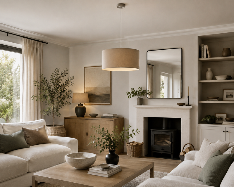 Velvet Oversized Ceiling Lamp Shade- Latte