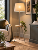 Wooden Table Floor Lamp - Cream
