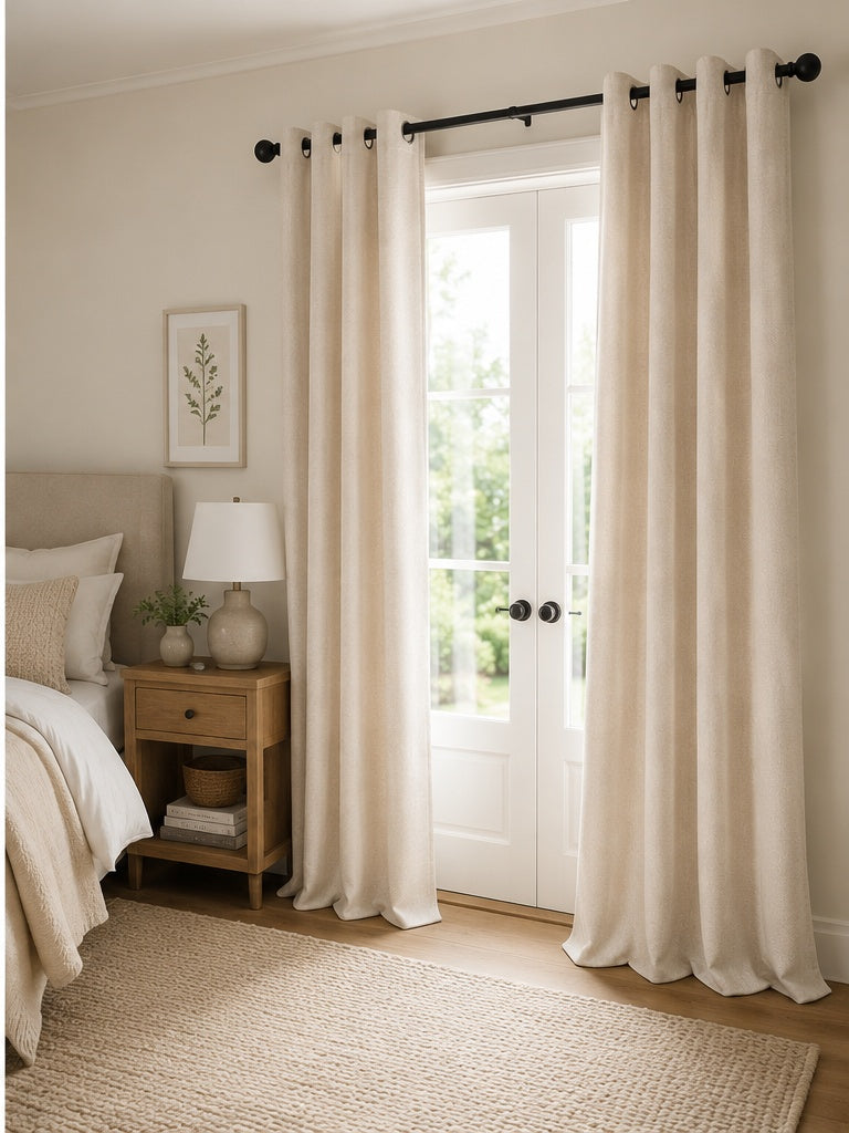 Brushed Eyelet Blackout Thermal Curtains - Champagne - 218cm x 229cm