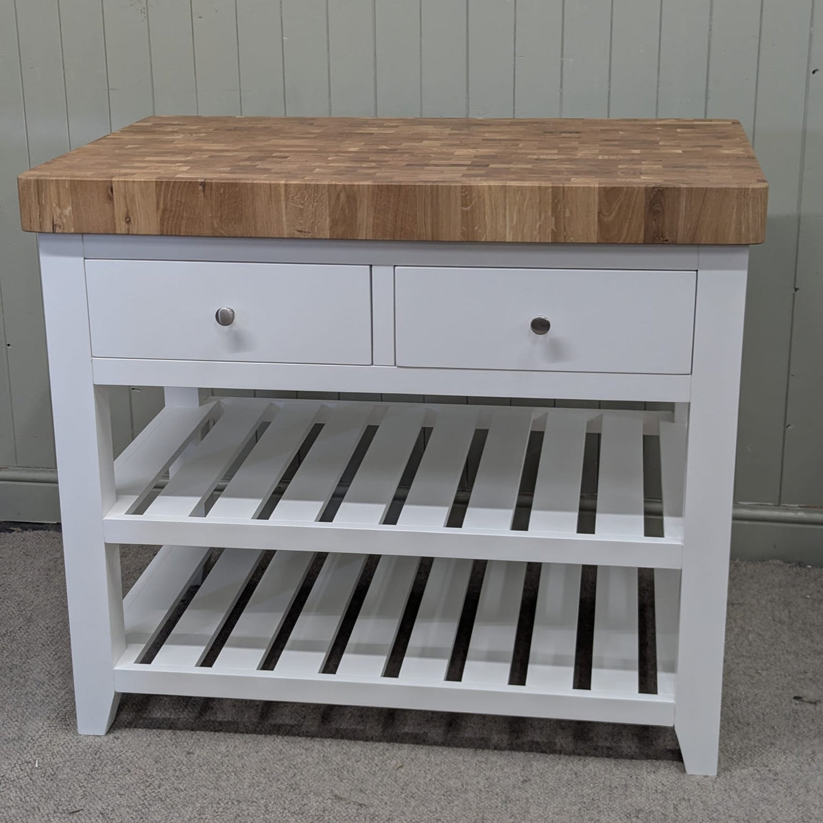 Chester Pure White Butcher Block Kitchen Island