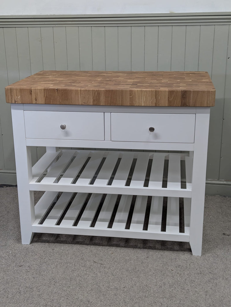 Chester Pure White Butcher Block Kitchen Island