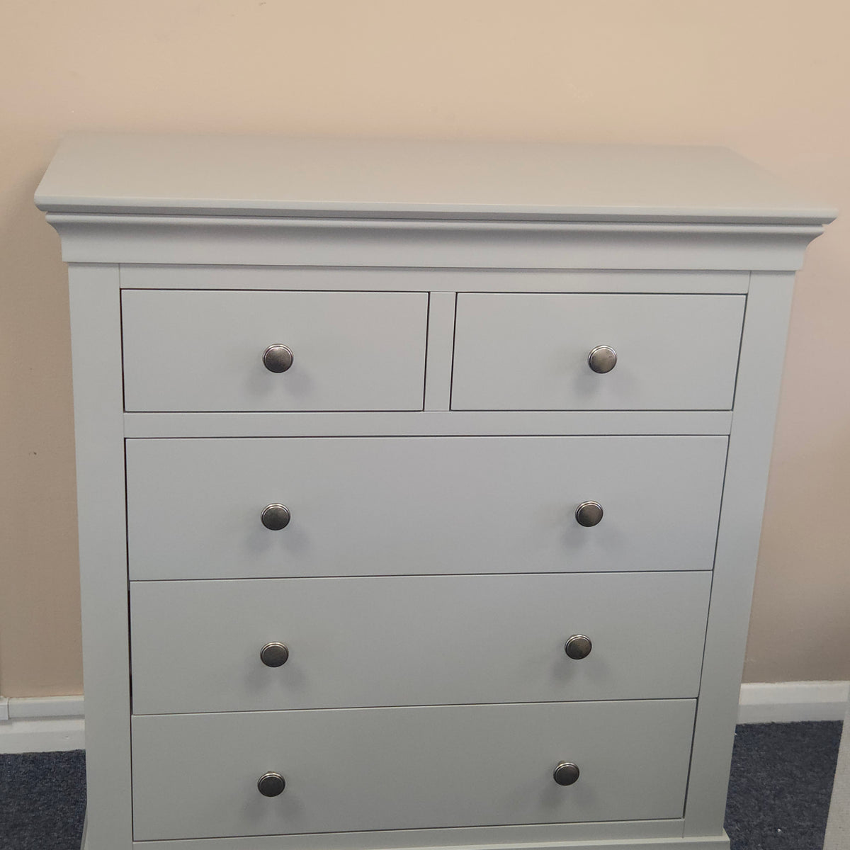 Chantilly Pebble Grey 5 Drawer Chest