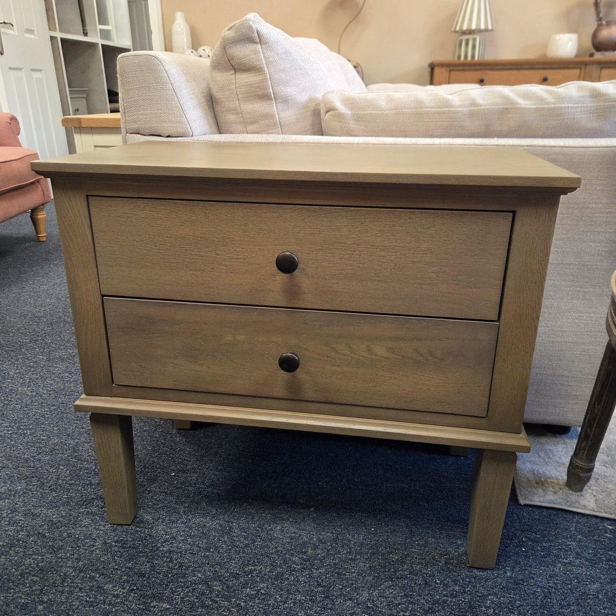 Bibury Smoked Oak Wide 2 Drawer Bedside