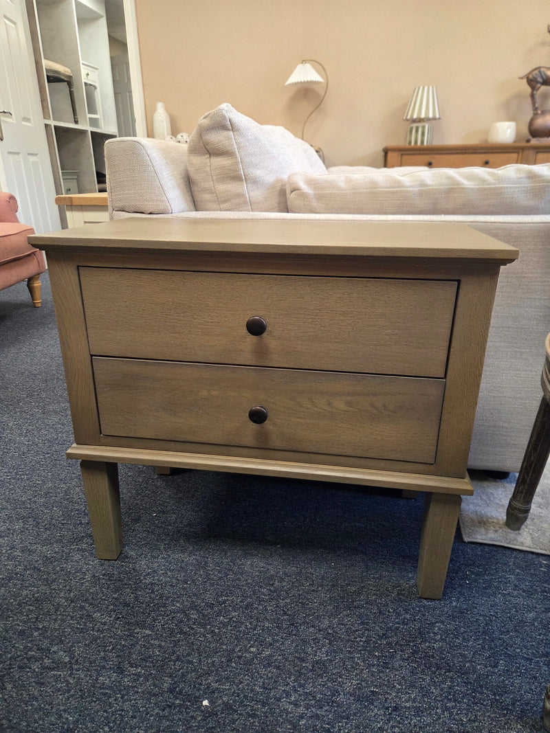 Bibury Smoked Oak Wide 2 Drawer Bedside