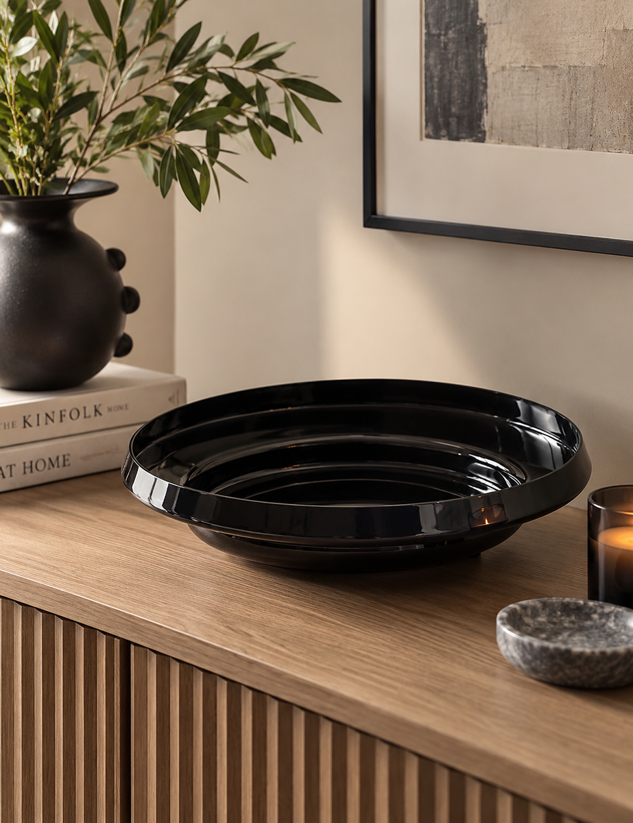 Oversized Glass Bowl - Black