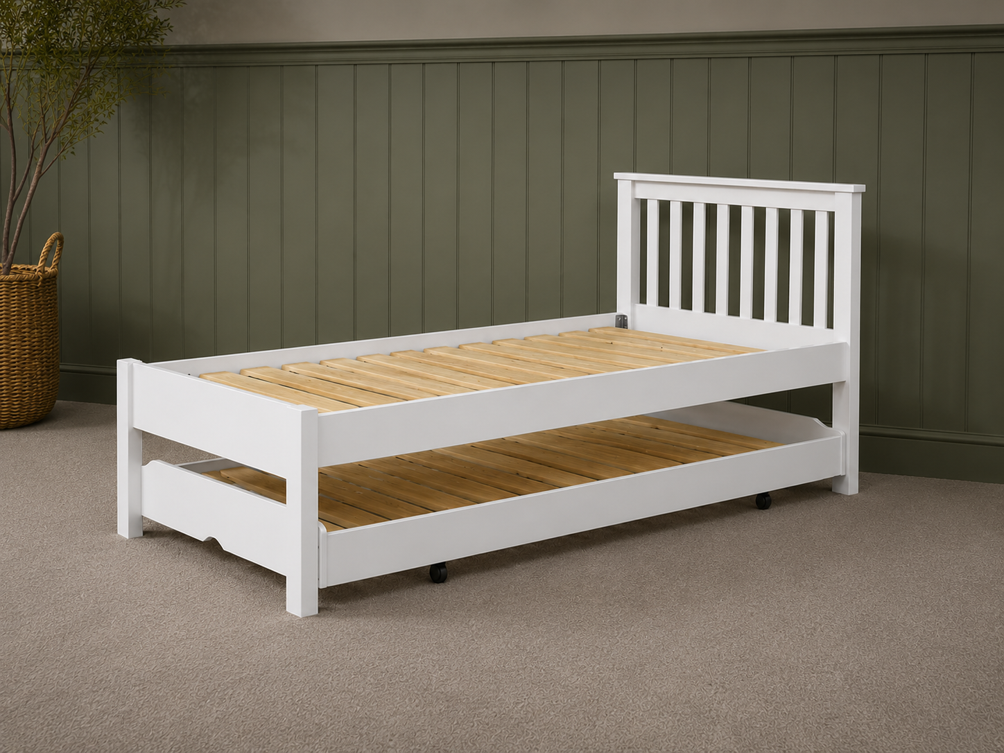 Pensham Pure White Guest Bed and Trundle