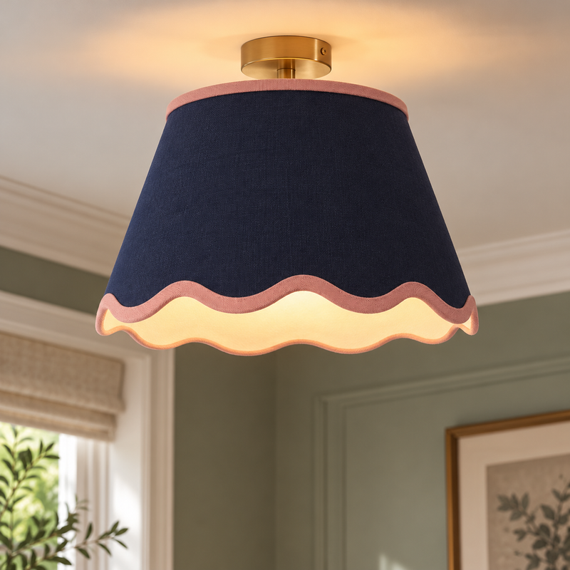 Fabric Wave Scallop Shade - Navy