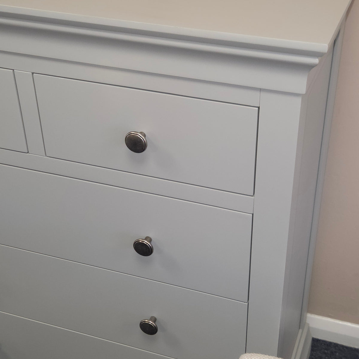 Chantilly Pebble Grey 5 Drawer Chest