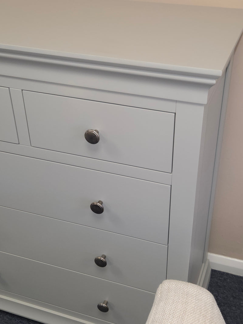 Chantilly Pebble Grey 5 Drawer Chest