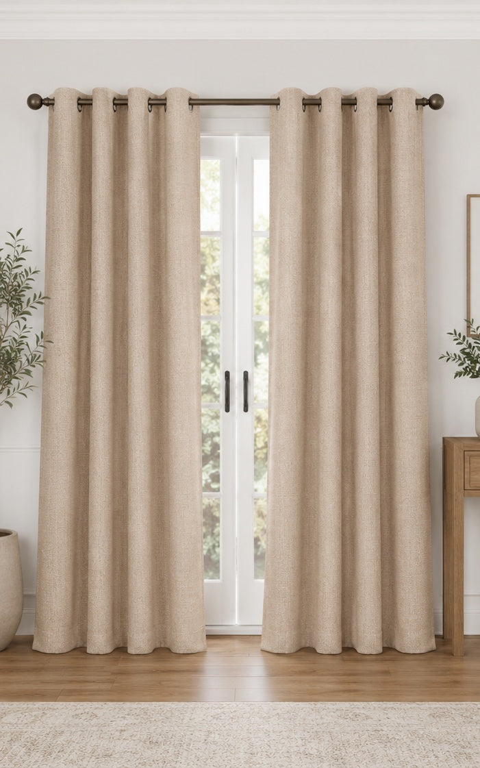 Isabelle Eyelet Blackout Curtains - Champagne - 168cm x 137cm