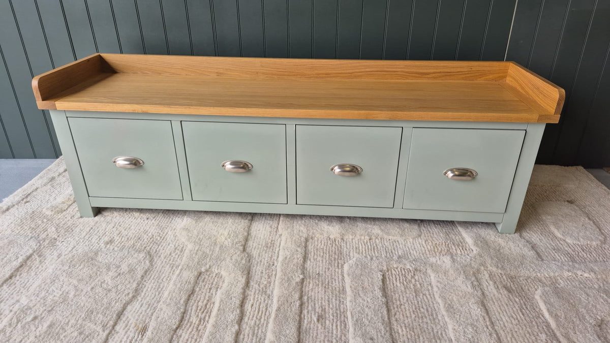 Sussex Sage Green Four Drawer Shoe Bench