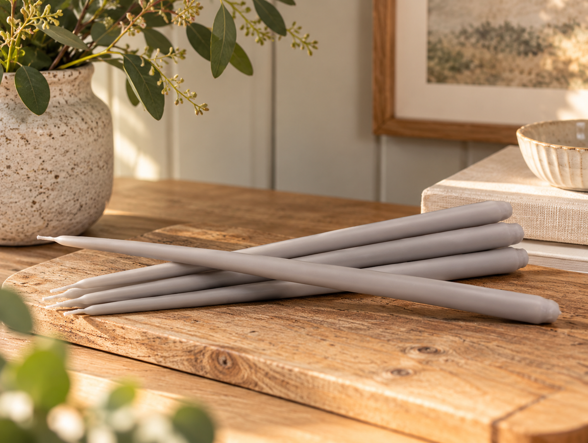 Dinner Candles, Set of 6 - Grey