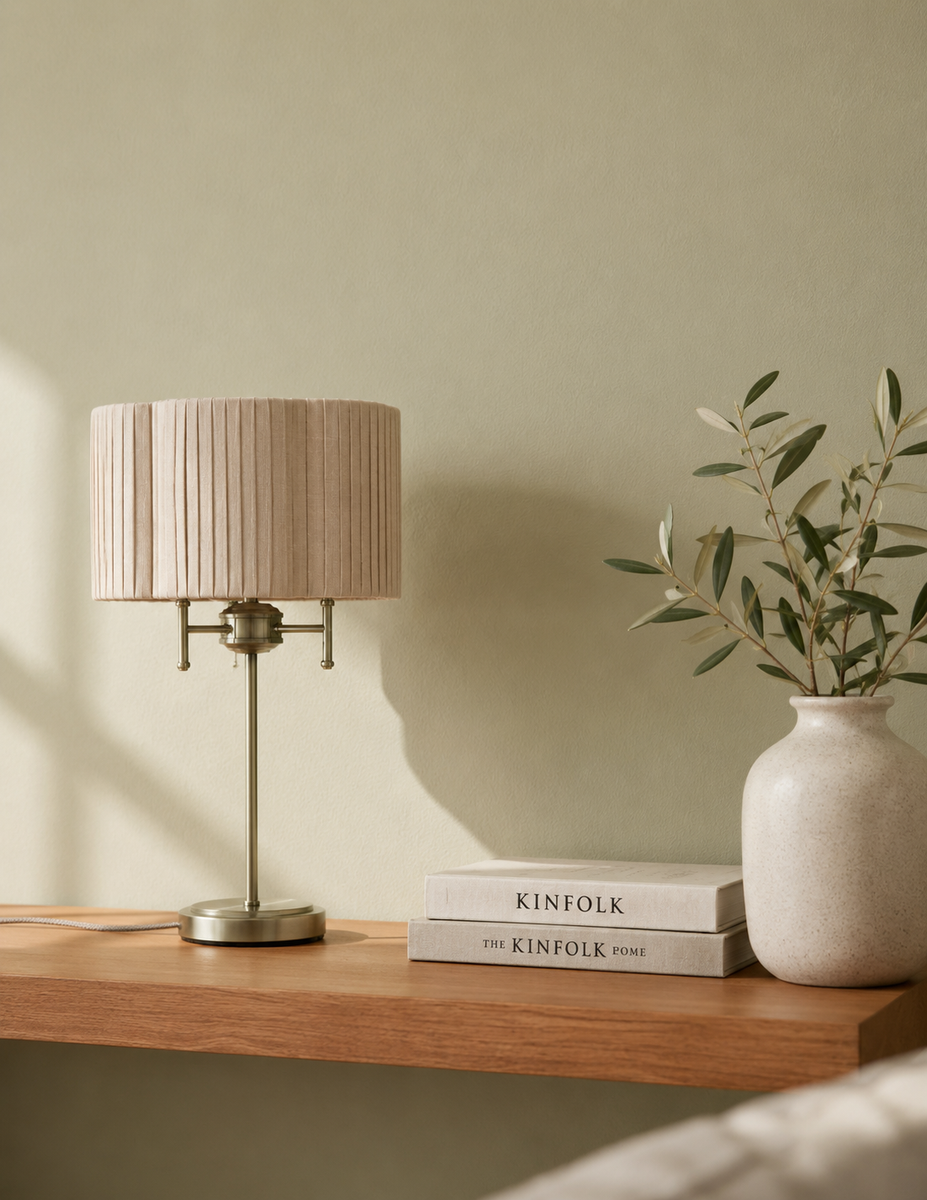 Scallop Pleated Shade Brass Base Table Lamp - Antique Brass
