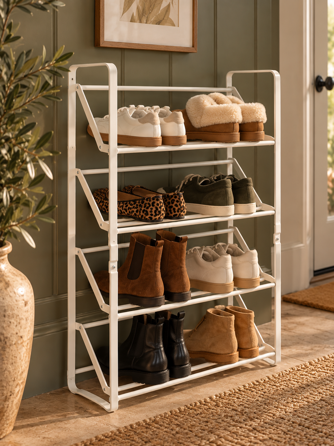 Metal Shoe Rack Frame - White