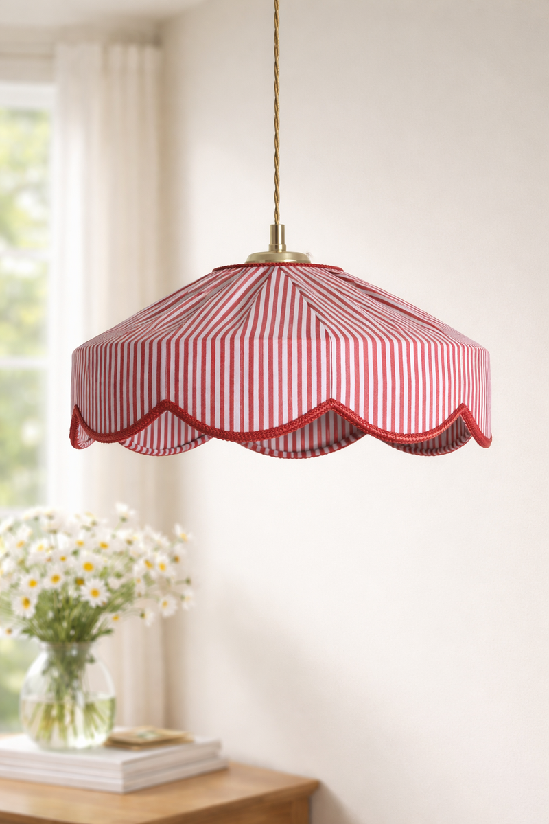 Striped Scallop Lamp Shade - Red