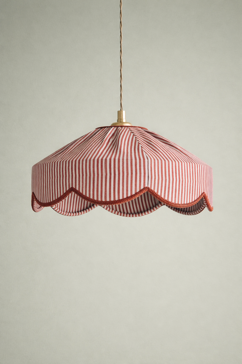 Striped Scallop Lamp Shade - Red