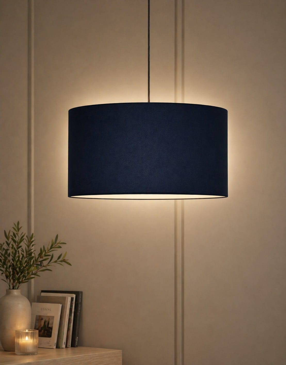 Velvet Oversized Ceiling Lamp Shade- Navy